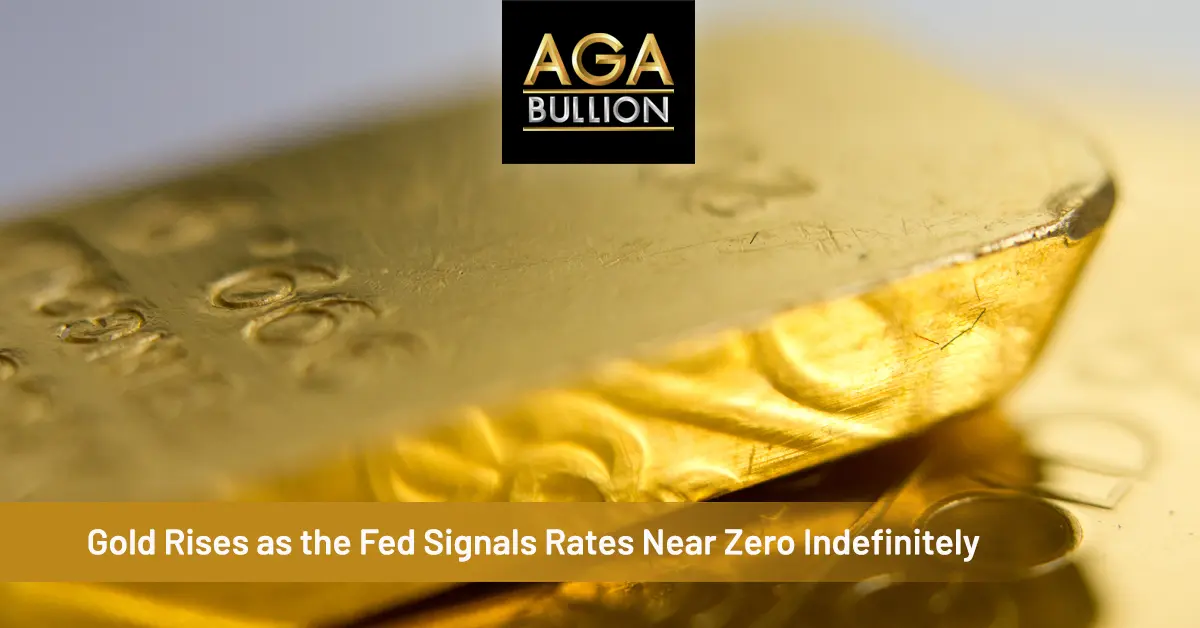 Gold rises as the Fed signals rates near zero indefinitely